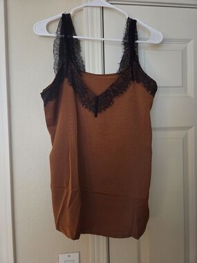 Lace Trim Rust Brown Cami